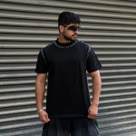 تیشرت طرحدار مشکی کد 498