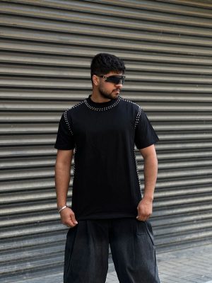 تیشرت طرحدار مشکی کد 498