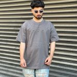تیشرت طرحدار طوسی کد 495