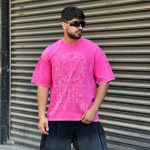 تیشرت طرحدار صورتی کد 504
