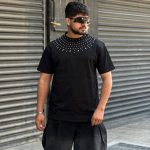 تیشرت طرحدار مشکی کد 496