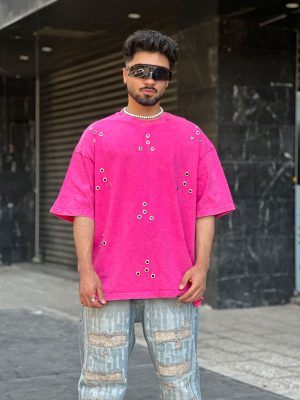 تیشرت طرحدار سرخابی کد 502