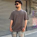 تیشرت طرحدار طوسی کد 509