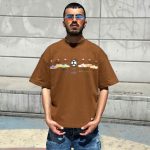 تیشرت باکسی رنگ قهوه ای کد 536