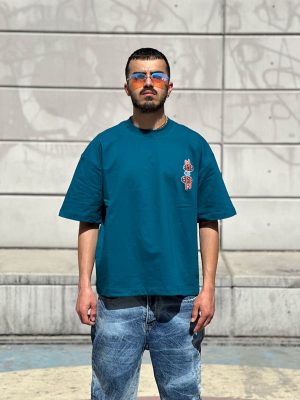 تیشرت باکسی رنگ سبز تیره کد 541