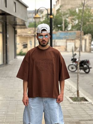 تیشرت باکسی رنگ قهوه ای کد 571