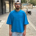 تیشرت باکسی رنگ آبی کد 573