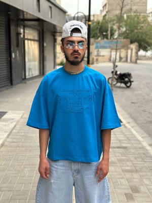تیشرت باکسی رنگ آبی کد 573