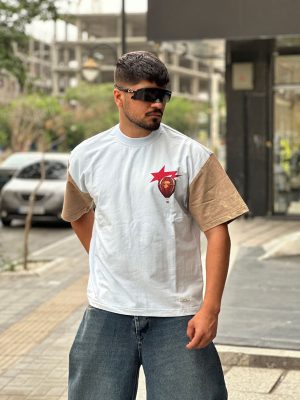 تیشرت سنگشوری سفید کرم کد 566