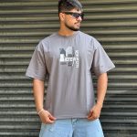 تیشرت طرحدار طوسی کد 699