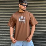 تیشرت طرحدار آجری کد 703