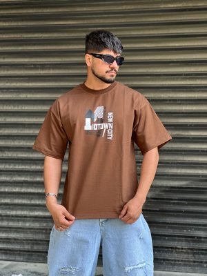 تیشرت طرحدار آجری کد 703