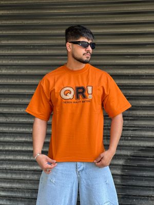 تیشرت طرحدار نارنجی کد 705