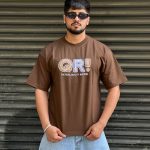تیشرت طرحدار قهوه ای کد 734