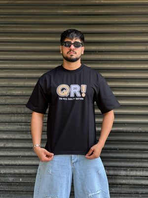 تیشرت طرحدار مشکی کد 708