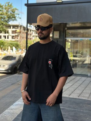 تیشرت طرحدار مشکی کد 716