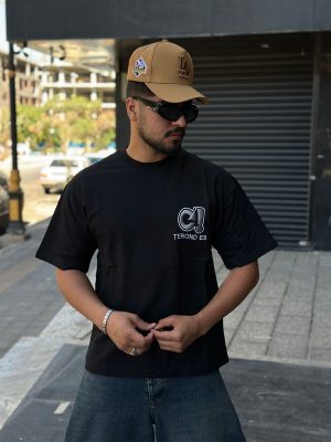 تیشرت طرحدار مشکی کد 714