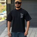 تیشرت طرحدار مشکی کد 718