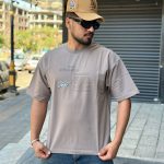 تیشرت طرحدار کرم کد 713