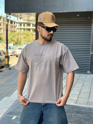 تیشرت طرحدار کرم کد 713