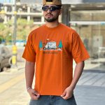 تیشرت طرحدار نارنجی کد 732