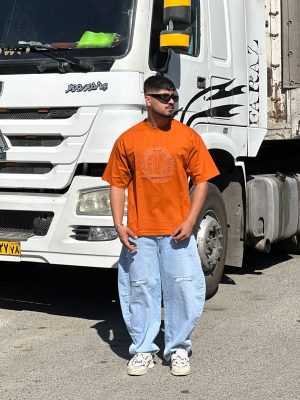 تیشرت طرحدار نارنجی کد 780