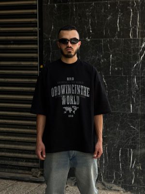 تیشرت طرحدار مشکی کد 849