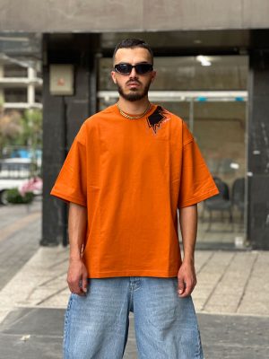 تیشرت باکسی نارنجی کد 889