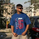 تیشرت طرحدار آبی کد 957