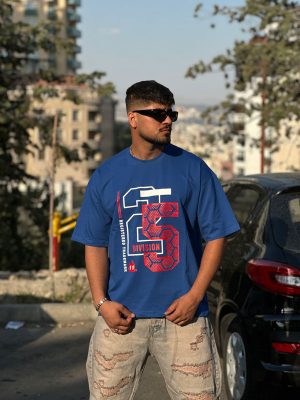 تیشرت طرحدار آبی کد 957