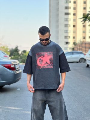 تیشرت طرحدار مشکی کد 959