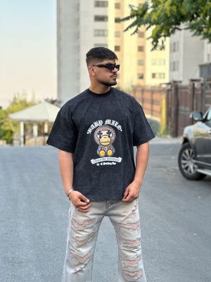 تیشرت طرحدار مشکی کد 963
