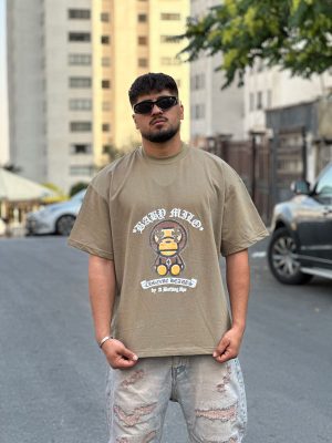 تیشرت طرحدار کرم کد 964