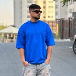 تیشرت طرحدار آبی کد 962