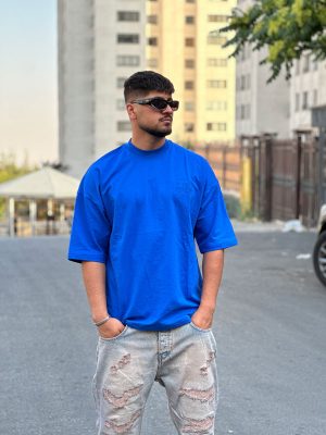 تیشرت طرحدار آبی کد 962