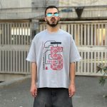 تیشرت طرحدار طوسی کد 958