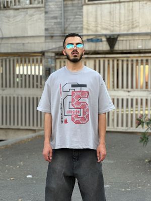 تیشرت طرحدار طوسی کد 958