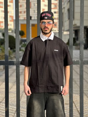 تیشرت یقه دار طوسی سفید کد 3359