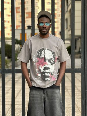 تیشرت طرحدار رنگ طوسی کد 3351