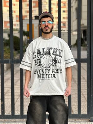 تیشرت طرحدار رنگ طوسی کد 3350