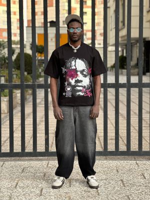 تیشرت طرحدار رنگ طوسی کد 3350