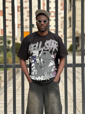 تیشرت طرحدار مشکی کد 3373