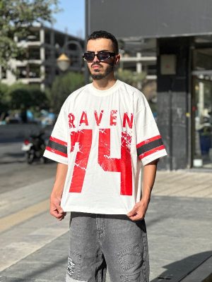 تیشرت طرحدار سفید کد 11244