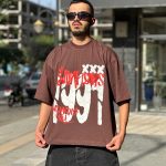 تیشرت طرحدار قهوه ای کد 11252
