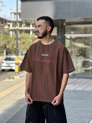 تیشرت طرحدار قهوه ای کد 11250