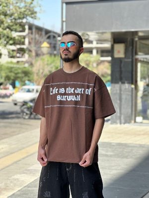 تیشرت طرحدار قهوه ای کد 11262