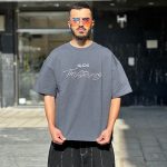 تیشرت طرحدار طوسی کد 11259