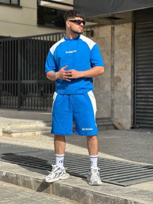 ست تیشرت شلوارک آبی کد 3493