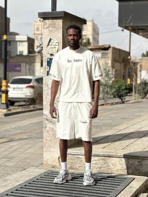 ست تیشرت شلوارک سفید کد 3496