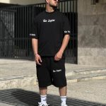 ست تیشرت شلوارک مشکی کد 3498